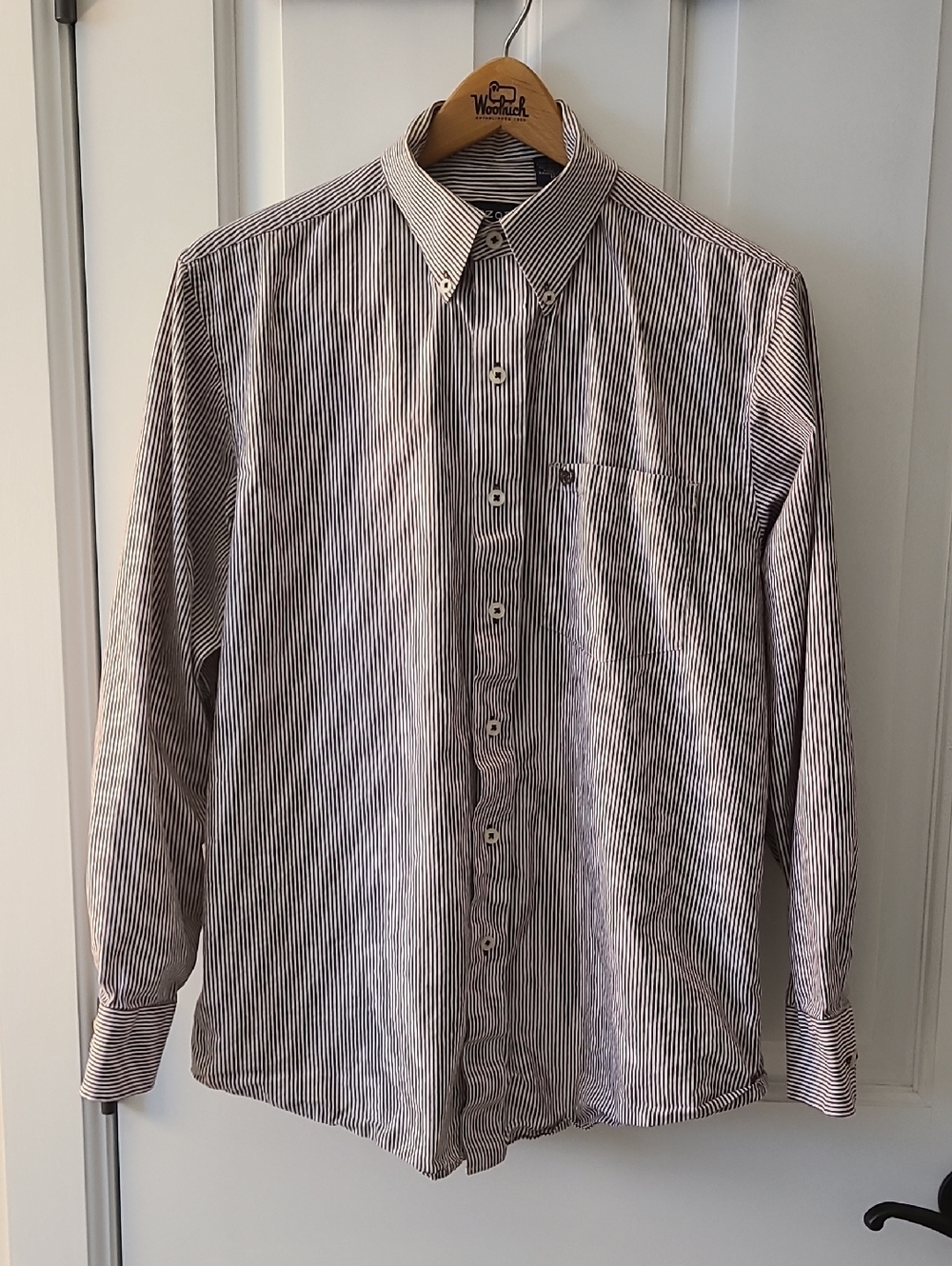 Izod Men's Striped Button-Down Shirt - White & Brown